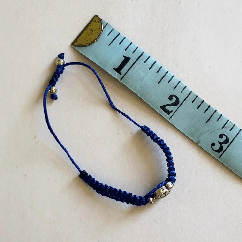 Turtle Blue Adjustable Bracelet Silver Tone Charm Children's Size Handmade